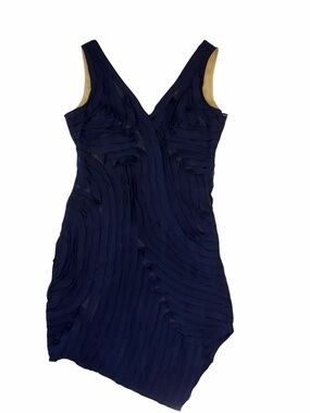 Minuet Petite Navy Asymmetrical V-Neck Dress